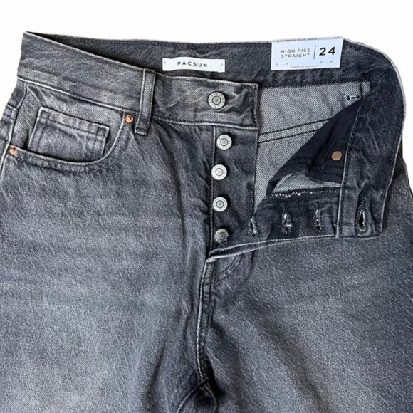 Pacsun High Rise Straight Leg Jeans Two Tone Denim Size 24 - Picture 5 of 5